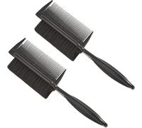 GANAZONO Lot de 2 Brosses Double Face en Abs Poils en Nylon Durs, Petite Brosse Noire pour Plaquer et Lisser les Cheveux, Brosse de Nettoyage Professionnelle pour Coiffure et Barbe,