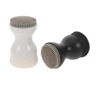 GANAZONO Lot de 2 Brosses Nettoyantes Visage Double Embout Poils Doux pour Exfoliation et Application Maquillage Format Mini 7 CM Couleur Blanc et Noir Brosse Manuelle pour Soin du