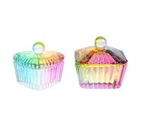 GANAZONO Lot de 2 Gobelets en Cristal Irisés 1 Gobelet Cœur Rayé Modèle 3 Modèle 4 Verre Transparent pour Nail Art Mélange Liquide et Poudre Accessoires Manucure Professionnels et Personnels