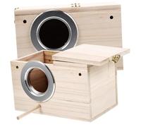 GANAZONO Lot de 2 Nichoirs en Bois Naturel pour Oiseaux, Nid Suspendu Ouverture Latérale, Dimensions 12x12x19,5 Cm, Décoration Extérieure Jardin, Adapté Perruches et Petits Oiseaux