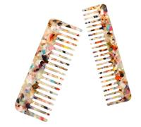 GANAZONO Lot de 2 Peignes à Dents Larges Marbrés en Acétate Petits Peignes Démêlants pour Femmes Cheveux Mouillés et Secs Usage Maison et Voyage