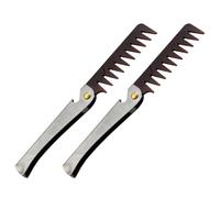 GANAZONO Lot de 2 Peignes Pliants pour Homme en Acier Inoxydable Dents Larges Manche Pliable Peigne Vintage pour Coiffure Style Oil Slick Usage Salon et Entretien Quotidien