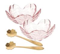 GANAZONO Lot de 2 Sets de Bols en Verre Délicats pour Soins du Visage avec 2 Cuillères Dorées Bols à Mélanger pour Huiles Essentielles et Masques Spa Petits pour Salon de Beauté Usage