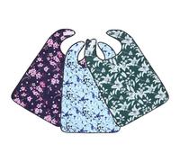 GANAZONO Lot de 3 Bavoirs Imperméables pour Adultes Seniors Ajustables Taille Grosse en Matériau Doux et Respirant Protection Anti-Fuites pour Repas et Soins Lavables et