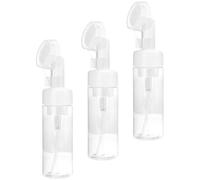 GANAZONO Lot de 3 Bouteilles à Pompe Moussante Transparentes 150 Ml Tête de Brosse Souple pour Visage Voyage Usage Multifonction Cosmétique