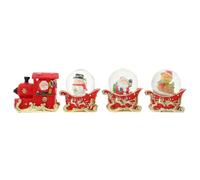 GANAZONO Lot de 4 Boules à Neige Musicales de Noël en Verre et Résine Motifs Traîneau et Train Décoration Lumineuse Festive pour Salon Chambre ou Bureau Présent Original de Noël