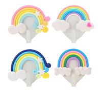 GANAZONO Lot de 4 Crochets de Rangement Arc-en-ciel Créatifs en Fer et Argile Polymère, Résistants Déformation, pour Vêtements et Clés, Décoration Intérieure Originale