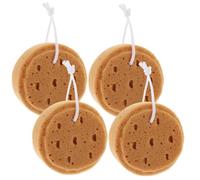 GANAZONO Lot De 4 Éponges De Bain En Loofah Rondes, Exfoliantes Et Absorbantes, Taille Moyenne, Pour Garçon Et Filles Et Adultes, Bain Quotidien Cordon Suspendu Pratique