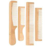 GANAZONO Lot de 4 Peignes en Bois Portables Petites Tailles, Peignes à Dents Fines et Manches, pour Démêler Cheveux Bouclés et Mouillés, Accessoires Coiffure Voyage pour Femmes et Hommes