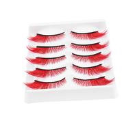 GANAZONO Lot De 5 Paires D'Extensions De Cils Synthétiques Faux Cils Style Manga Japonais Pour Halloween Rouge