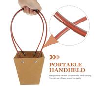 GANAZONO Lot de 6 Paquet d'Emballage de Fleurs Imperméables en Papier Kraft Format Trapèze Poignées Renforcées pour Bouquets Frais Mariage et Décoration de Fleur
