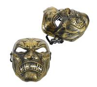 GANAZONO Masque de Cosplay Or 2 Pièces de Chevalier Vintage en Plastique | Couverture Intégrale du Visage, Ajustement Réglable, Effet Rétro Vieilli, pour Séances Photo et Événements à Thème