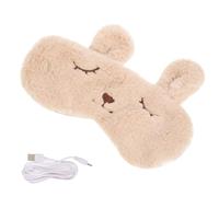 GANAZONO Masque Yeux USB Chauffant Compresse Vapeur 3D Forme Ours Beige Doux et Réutilisable Coussinet Oculaire pour Dormir Fatigue Soin des Yeux à Domicile et Voyage