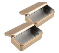 GANAZONO Mini boîte en fer-blanc carrée - Lot de 2 boîtes de rangement pour articles divers et bijoux - Boîte portable pour bureau et tiroir - Finition dorée