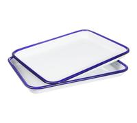 GANAZONO Moule à Pâtisserie Rectangulaire en Émail Blanc 2 Pièces, Plat à Four Résistant et Brillant, pour Cuisson Multi Usage à Domicile