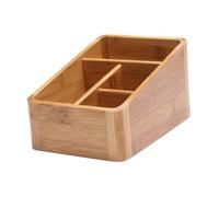 GANAZONO Organisateur De Télécommandes Bois De Bambou à Compartiments Boîte De Rangement De Bureau Pour Maquillage Et Téléphone Portable Finition Carbonisée