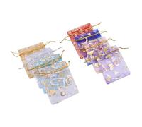 GANAZONO Paquet à Bonbons 100 Pcs en Organza 7X9 CM Motif Cœur Doré Pochette à Cordon pour Fête Paquet Décoratif Transparent pour Mariage et Rangement D’Accessoires Couleur Aléatoire