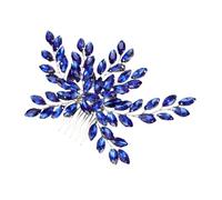 GANAZONO Peigne à Cheveux de Mariée Élégant avec Strass Bleu Royal et Fil Argenté Accessoire Coiffure pour Mariage Demoiselle Honneur Communions et Fêtes