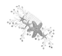 GANAZONO Peigne à Cheveux Mariage 1 Pièce Perles et Strass, Accessoire Coiffure Mariée Élégant, Bijou de Tête pour Cérémonie et Plage, Ornement Star de Mer Cristal