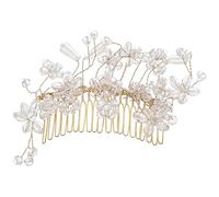 GANAZONO Peigne de Mariage en Métal et Plastique Doré Accessoire pour Cheveux de Mariée Perles Cristallines Coiffe Élégante pour Mariée et Demoiselles d'Honneur Fixation Optimale pour