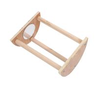 GANAZONO Perchoir pour Poules en Bois Naturel avec Miroir Support Robuste pour Oiseaux de Compagnie Râtelier Multifonction pour Poulets et Perroquets D’Exercice pour Équilibre et