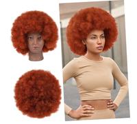 GANAZONO Perruque Afro Courte Bouclée Résistante Chaleur pour Femmes Noires Style Naturel avec Volume Facile à Entretenir pour Fêtes Cosplay et Usage Quotidien Marron