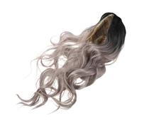 GANAZONO Perruque Synthétique Longue Ondulée Grise pour Femmes Résistante Chaleur Dégradé Noir-gris Look Naturel pour Usage Quotidien Fêtes Cosplay et Costume