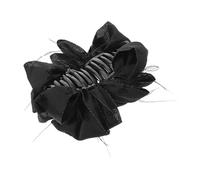 GANAZONO Pince à Cheveux Noire en Plastique et Tissu Nœud et Plumage, Griffe Sécurisée et Confortable pour Fêtes et Événements Spéciaux