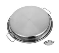 GANAZONO Plateau en Acier Inoxydable 32 Cm Poignées pour Cuisson Et Rôtissage en Plein Air, Plateau Alimentaire Métallique Polyvalent pour Légumes, Viandes Et Cuisson Vapeur