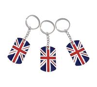 GANAZONO Porte-clés Drapeau Britannique en Alliage de Zinc 3pcs Design Distinctif, Fixation Sécurisée pour Clés et Souvenirs, pour Fêtes Britanniques