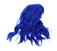 GANAZONO Postiche au Carré pour Costume de Cosplay Postiche pour Cheveux Coiffe Courte Bou Ondulée Bleu Fibre Haute Température pour Femmes Fêtes Costumées et Soirées à Thème