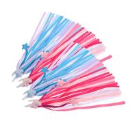 GANAZONO Rubans de Guidon Vélo Garçon et Filles 2 Paires Pompons Colorés Étoiles et Motifs Bleu et Rose, Accessoires Décoratifs Résistants Polypropylène Polyester, Compatibles Trottinettes