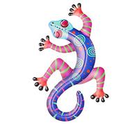 GANAZONO Sculptures De Gecko De Fer Décorations Murales Gecko Pour Intérieur Et Extérieur Sculpture Murale En Fer Bleu à Suspendre Polyvalente Solide