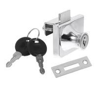 GANAZONO Serrure Antivol pour Porte de Meuble en Alliage de Zinc Argenté, Double Porte, Adaptée pour Verre de 5-8mm, pour Vitrines et Bureaux Sécurisés