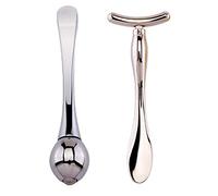 GANAZONO Set de Bâtons de Massage pour Yeux Alliage de Zinc Roller et Spatule Métallique pour Application de Crème et Soin Du Contour des Yeux Compact et Portable pour Femme