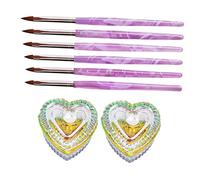 GANAZONO Set Nail Art 2 Pièces Coupe Nail Art En Verre C-1 Cœur 6 Stylos Pinceaux à Ongles Acrylique Wagons Pour Manucure Professionnelle Et Usage Domestique
