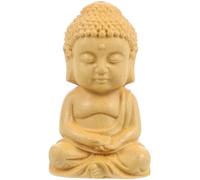 GANAZONO Statue De Bouddha Sakyamuni Antique en Bois Ornements Serein Assis Bouddha Porte en Bois Méditant Sculpture Figurine Petite Poche Bouddha Bois Sculpté Statue pour Chance Prospérité