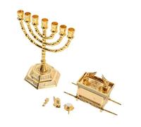 GANAZONO Statue Religieuse Juive Sculpture Art Spirituel Porte-Bougie Doré pour Hanoukka Décoration Culturelle Israélienne pour Maison et Lieu de Culte