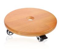 GANAZONO Support Mobile pour Pots De Fleurs Rond 28 Cm en Bois Massif avec roulettes Pivotantes TPE Orange, Chariot pour Déplacement Plantes D'intérieur, Plateau Stable pour Salon Et Jardin