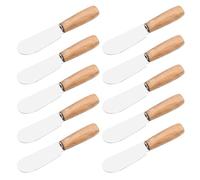 GANAZONO Tartineur à Beurre en Acier Inoxydable à Manche Bois, Argenté | Spatule à Crème, Grattoir à Beurre, Fromage, la Cuisine de Café, Lot Multi-usage Couleur Aléatoire
