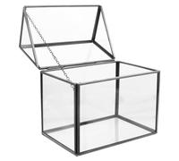 GANAZONO Terrarium en Verre Forme Maison Noir Jardinière de Table Géométrique Cubique Serrage Intérieure Décorative pour Plantes Stabilisées Présentoir Micro-Paysage Bureau Chambre