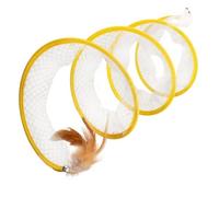 GANAZONO Tunnel pour Chats Jouet Interactif Pliable avec Plumes Et Souris Colorée Accessoire Stimulant pour Jeu Et Exercice des Félins
