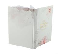 GANCEI Agenda de mariage : guide tout-en-un de 12 mois pour les mariées avec sections personnalisées, couverture en bois synthétique, taille portable 21 x 15 cm (fleurs de farine)