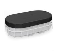 GANCEI Bâche de piscine rectangulaire 420D très résistante pour piscines hors sol et ovales, protection résistante aux intempéries avec accessoires, noir, pour jardin et cour (2,1 x 4,9 m)