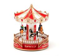GANCEI Carrousel de Noël lumineux Boîte à musique avec LED et mélodies alimentées par USB ou par piles, décoration festive pour décoration de maison et présentation de cadeaux pour enfants