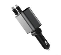 GANCEI Chargeur de voiture rétractable 4 en 1, 84 W PD USB-C et USB-A, double câbles extensibles pour iPhone pour Android, alliage d'aluminium, voyage (100 W Apple + Huawei)
