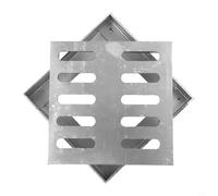 GANCEI Grille de vidange carrée en acier inoxydable 201 très résistant, plaque en acier épais avec trous de drainage à double rangée pour terrasse, pelouse (150 mm)