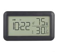 GANCEI Horloge numérique LCD avec thermomètre et hygromètre, alarme alimentée par piles, pour intérieur et extérieur, support à suspendre, affichage clair, lecture facile, noir