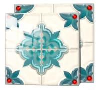 GANCEI Lot de 10 autocollants muraux en mousse PVC épaisse Motif porcelaine Bleu et blanc 15 x 15 cm