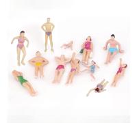 GANCEI Lot de 100 figurines miniatures de plage en maillot de bain, modèles ABS peints pour maison de poupée, décoration de fête au bord de la piscine, gâteaux et projets d'artisanat créatifs (A)